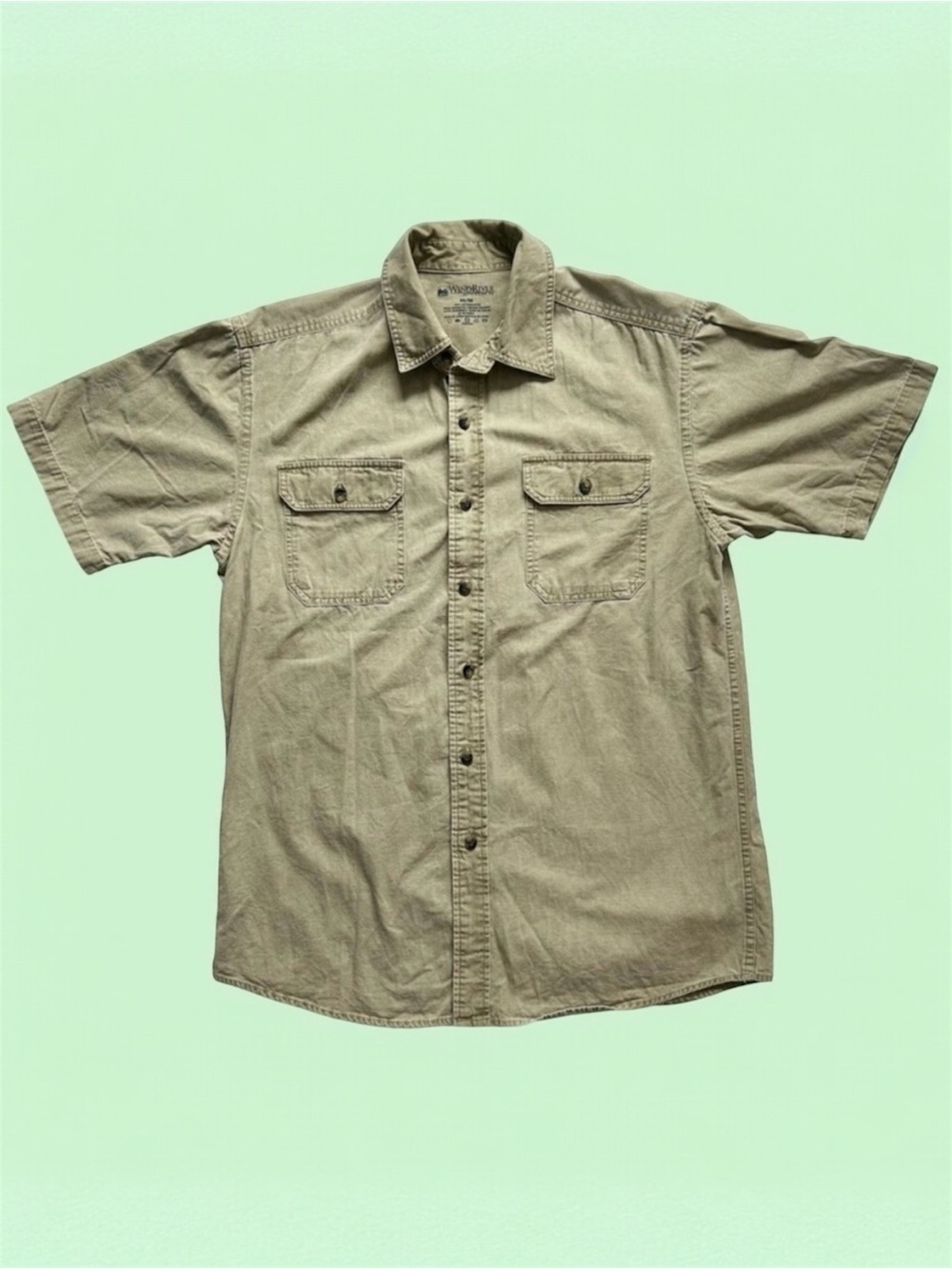 Wind River Faded Button Down Short Sleeve Khaki Medium